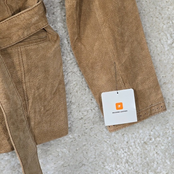 Wilsons Women’s Suede Leather Jacket Brown Belted Size Medium Western Cowgirl - Picture 3 of 16